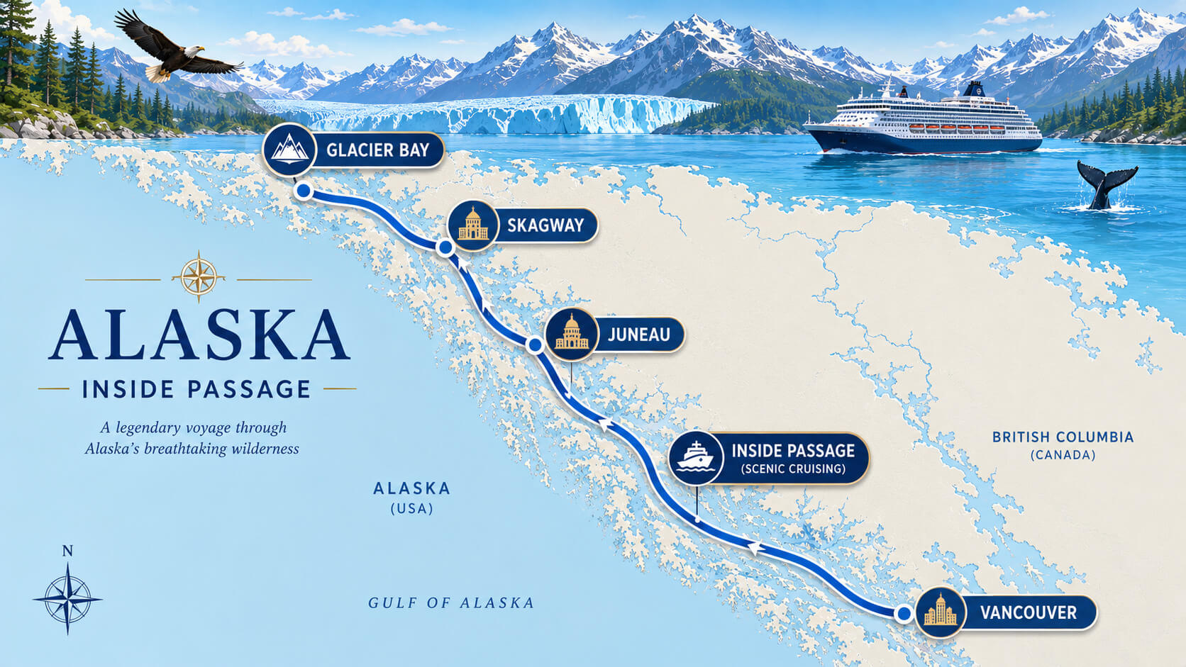 Alaska Inside Passage Cruise Map
