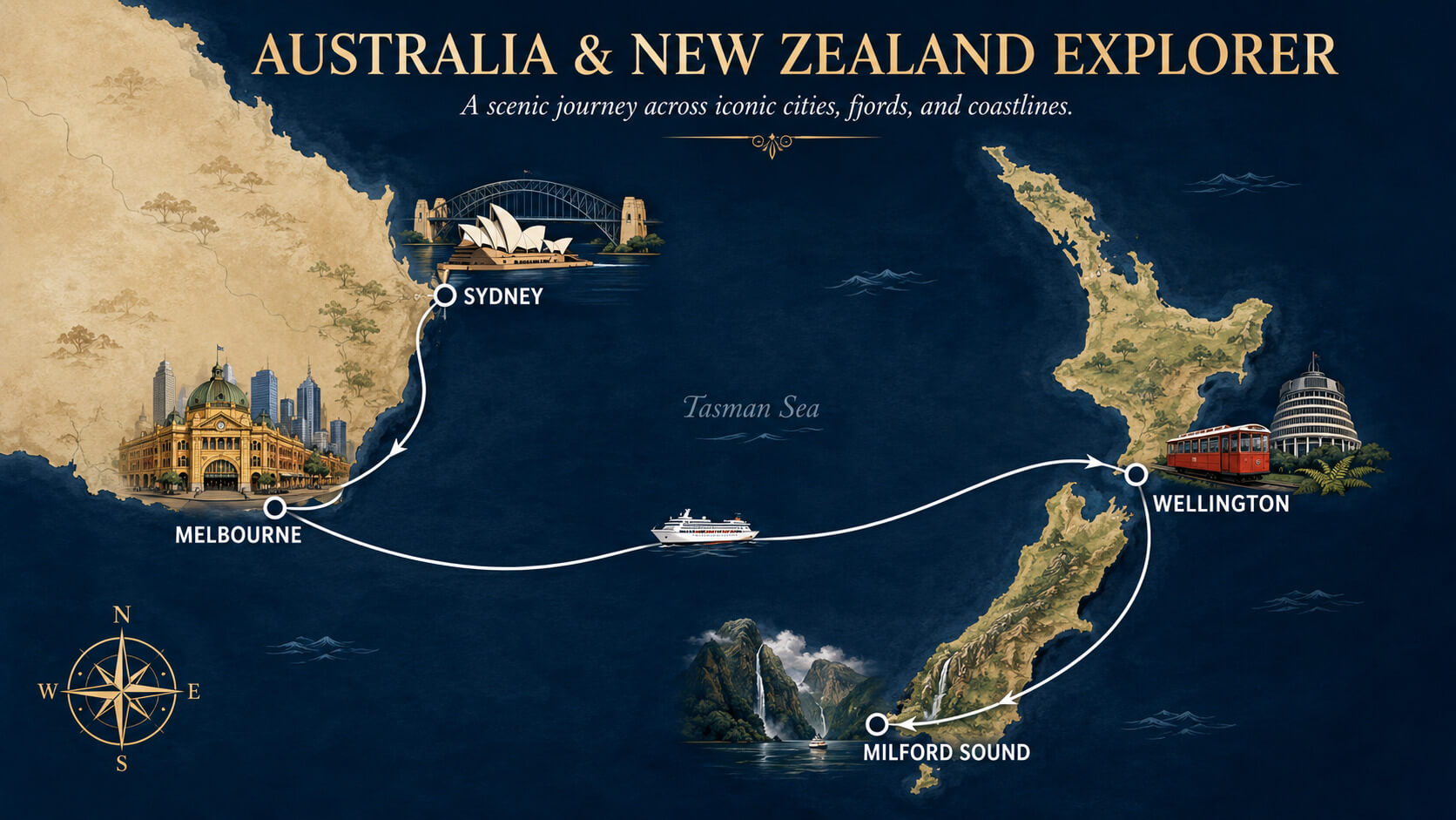 Australia & New Zealand Cruise Route Map