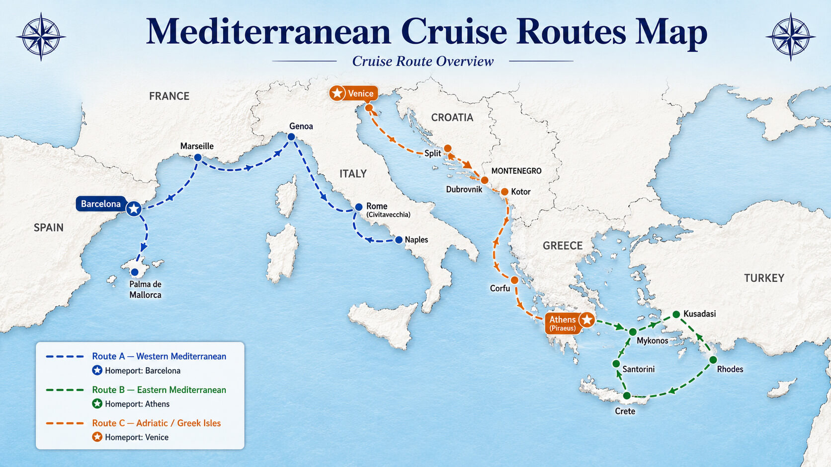 Mediterranean Cruise Route Map