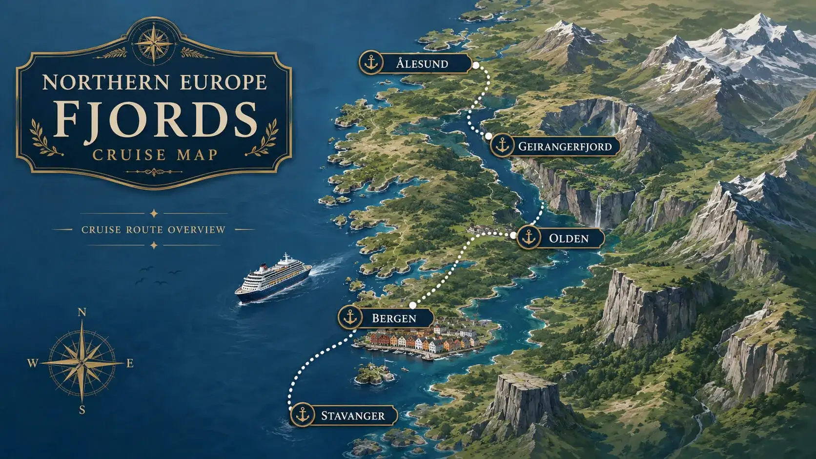 Northern Europe Fjords Cruise Route Map
