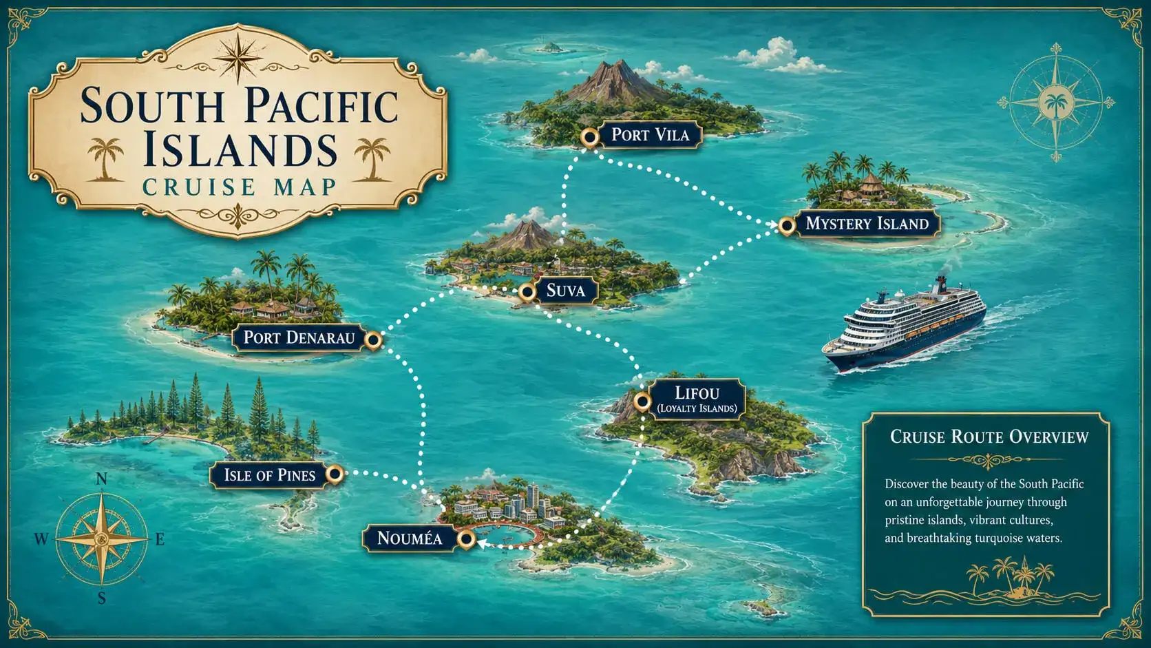 South Pacific Islands Cruise Route Map