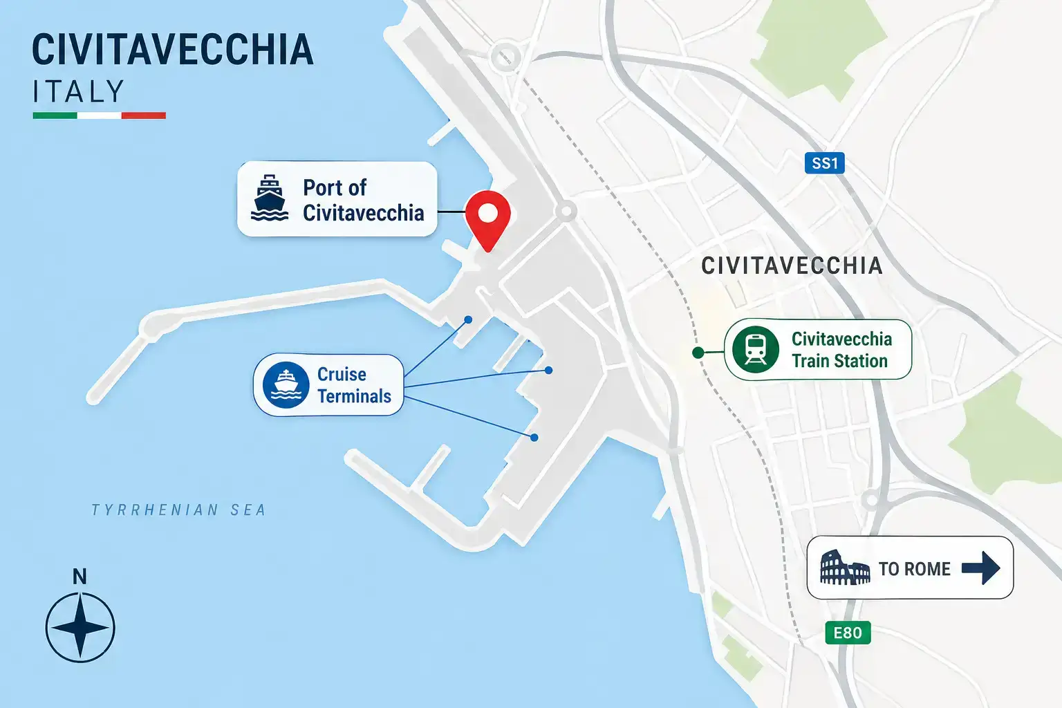 Civitavecchia cruise port map