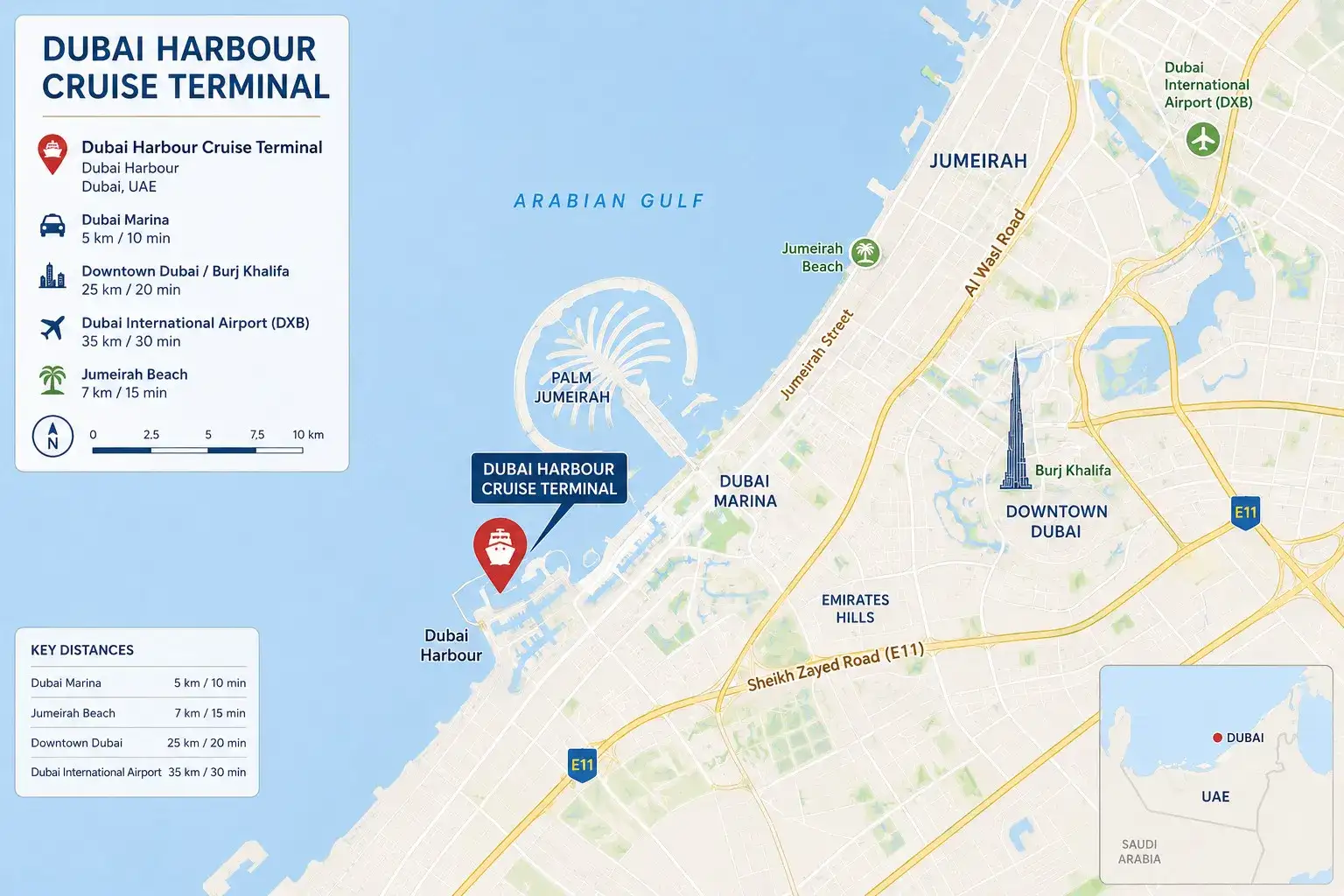 Dubai cruise port map