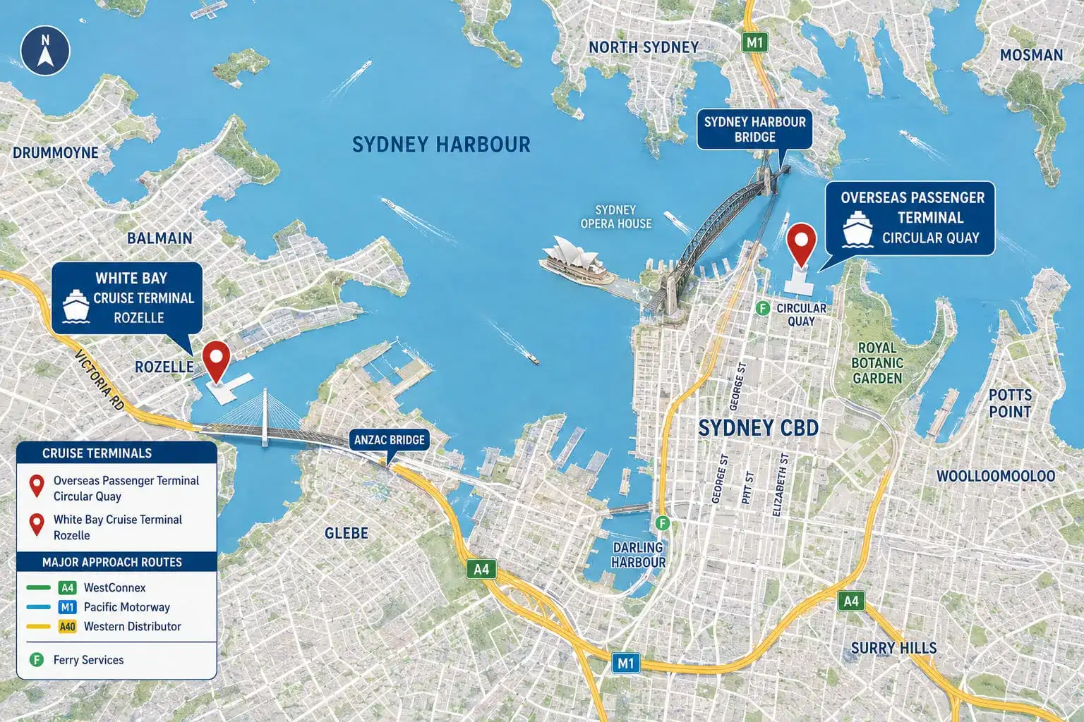 Sydney cruise port map