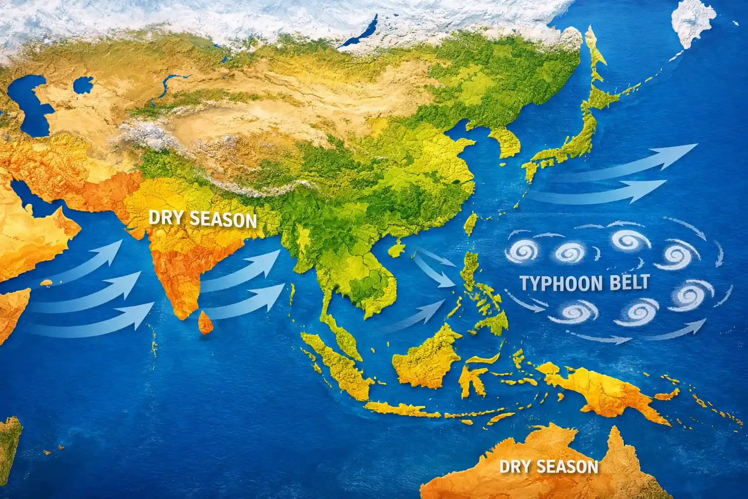Asia Weather Systems Map